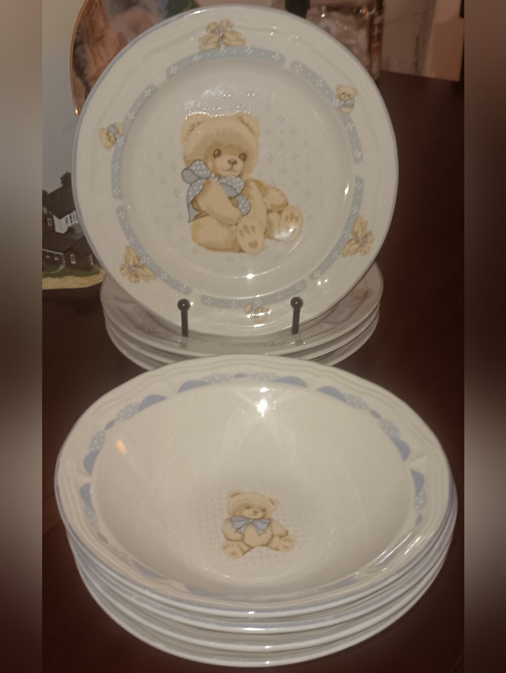 Teinshan Teddy Bear Dinnerware Set - 8 Peice Set Bowls And Salad Plates